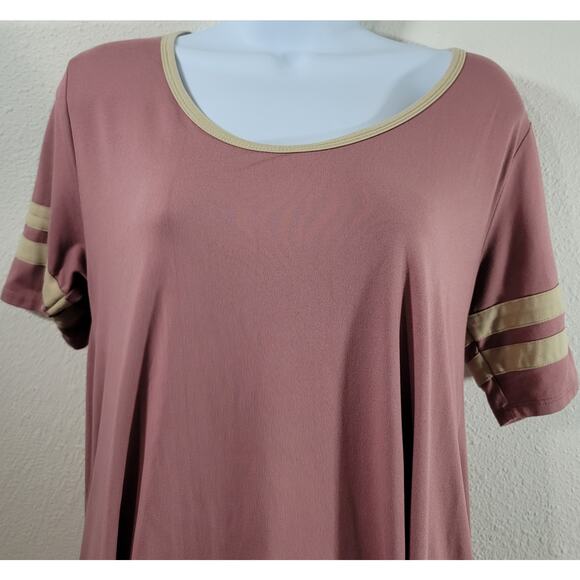 LulaRoe Dusty Rose Tan Hi Low Top XS Lightweight Swing Soft Stretchy Round Neck - Picture 5 of 5